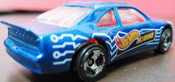 blue hotwheels dot com car